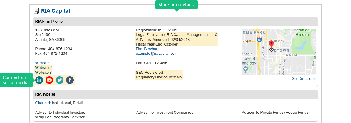 More firm details and connect on social media.